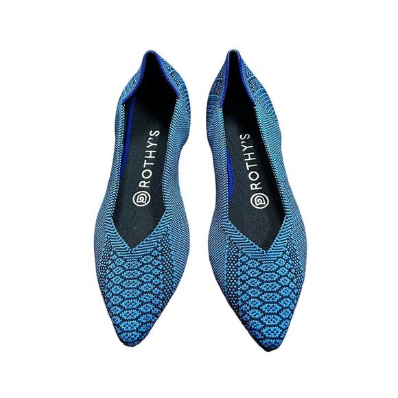 Rothy’s The Point Flat in Lapis Python Blue Rare Women’s Size 7‎ - Picture 4 of 9